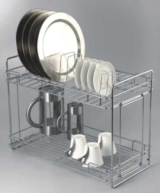 SS 2 Layer Plate & Bowl Stand Kitchen Utensil Rack